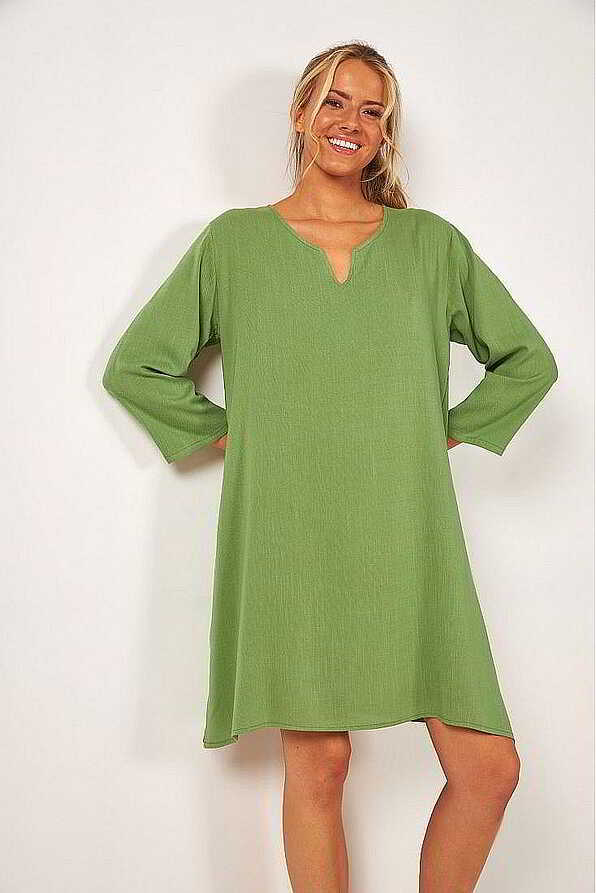 WOMAN MIDI A-LINE VISCOSE DRESS PLAIN