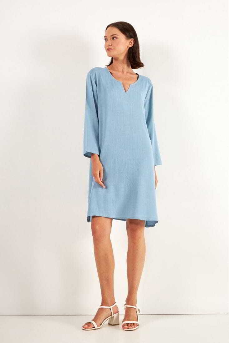 WOMAN MIDI A-LINE VISCOSE DRESS PLAIN