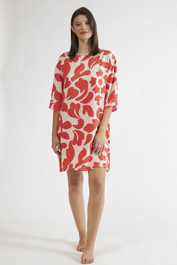 WOMAN MIDI VISCOSE DRESS WITH FLORAL PATTERN