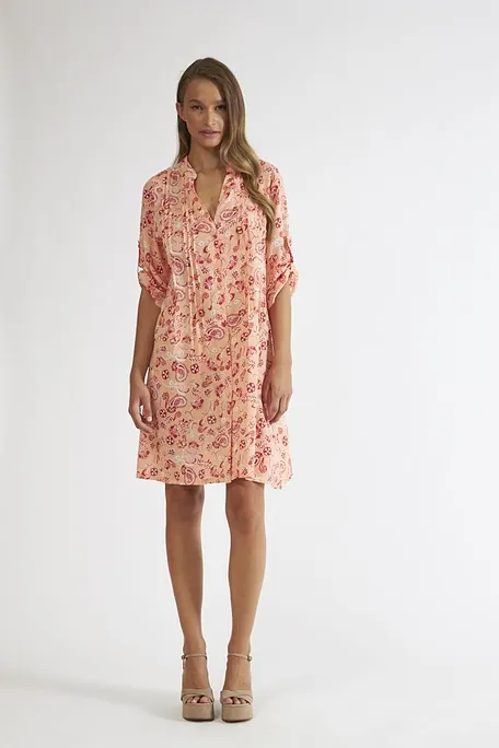 ΓΥΝΑΙΚΕΙΟ MIDI ΣΕΜΙΖΙΕ ΦΟΡΕΜΑ ΒΙΣΚΟΖΗ ΜΕ ΤΡΟΥΑΚΑΡ ΡΥΘΜΙΖΟΜΕΝΟ ΜΑΝΙΚΙ ΚΑΙ FLORAL & ΛΑΧΟΥΡΙ ΣΧΕΔΙΟ