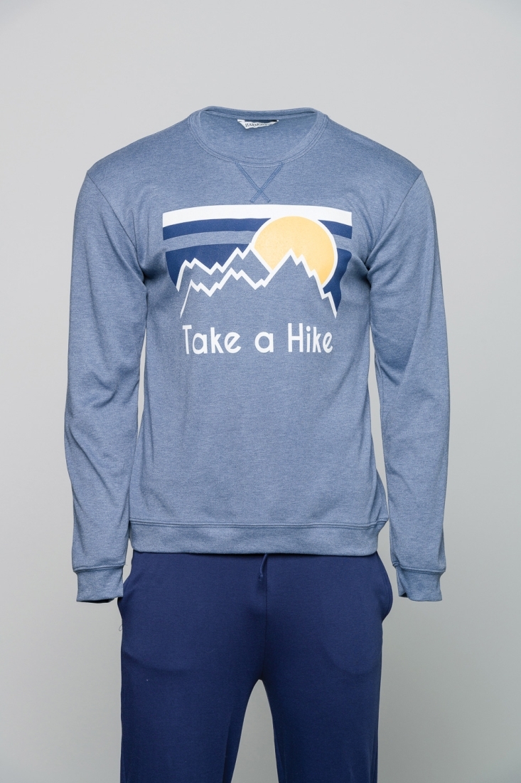 HARMONY - ΑΝΔΡΙΚΗ ΒΑΜΒΑΚΕΡΗ ΠΥΖΑΜΑ, ΜΟΝΟΧΡΩΜΗ, ΜΕ ΛΑΙΜΟΚΟΨΗ & ΤΥΠΩΜΑ