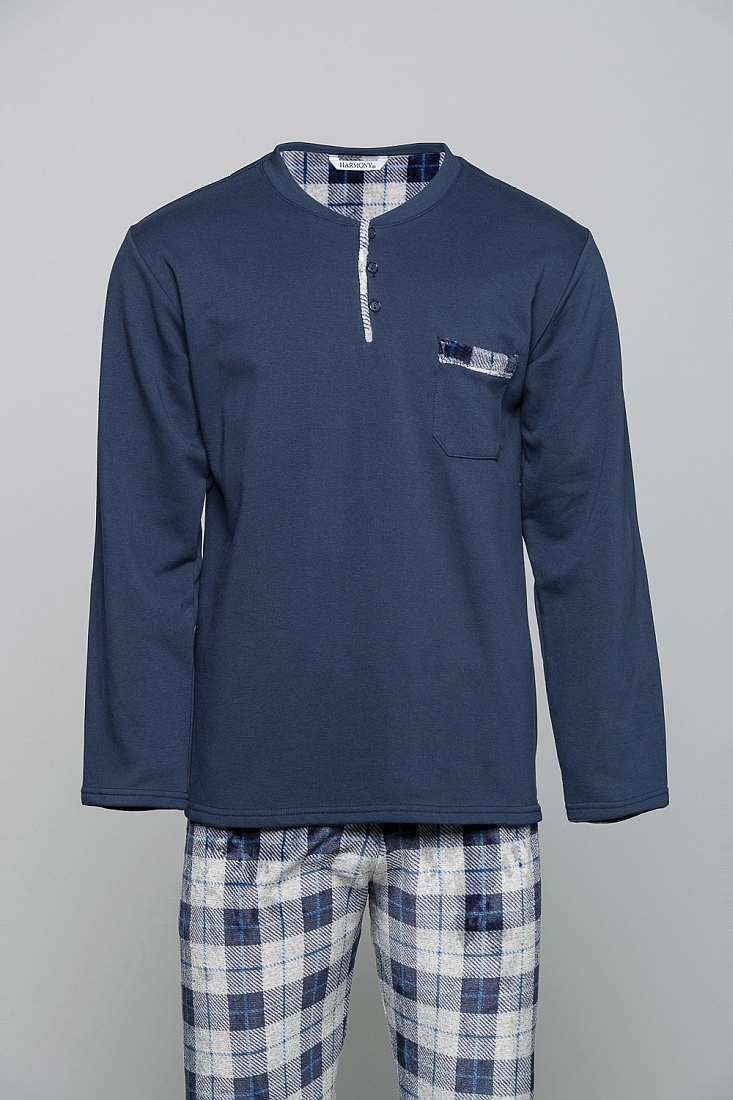 HARMONY - ΑΝΔΡΙΚΗ ΠΥΖΑΜΑ ΜΕ ΠΑΤΙΛΕΤΑ, FLEECE, ΜΟΝΟΧΡΩΜΗ ΜΕ ΚΑΡΩ ΠΑΝΤΕΛΟΝΙ