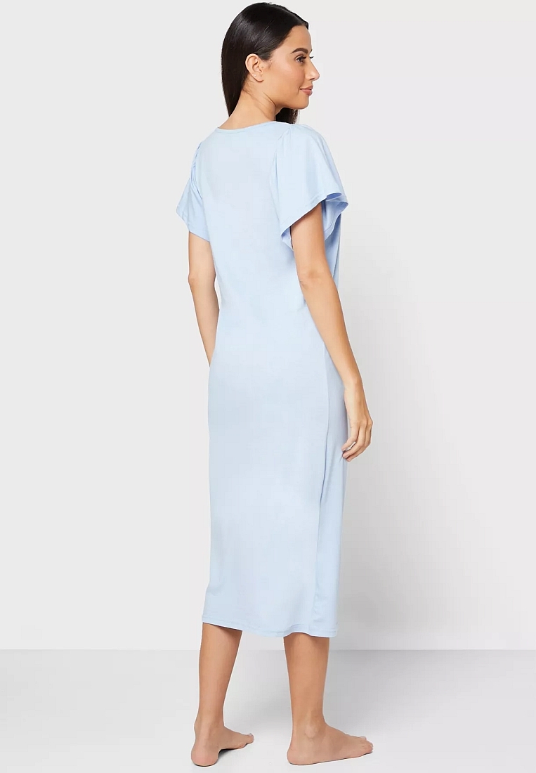 HARMONY - ΓΥΝΑΚΕΙΟ ΜΟΝΟΧΡΩΜΟ ΚΛΑΣΣΙΚΟ ΝΥΧΤΙΚΟ ΜΕ ΚΟΝΤΟ ΜΑΝΙΚΙ ΚΑΙ ΔΑΝΤΕΛΑ ΜΠΡΟΣΤΑ