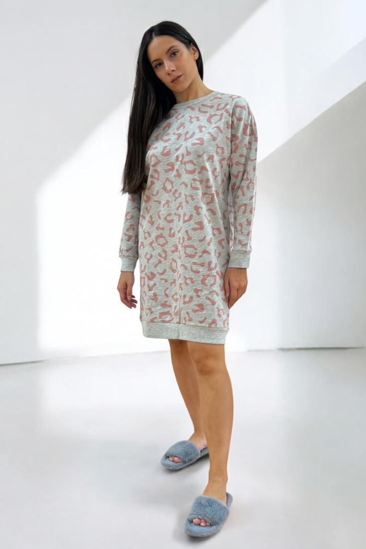 ΓΥΝΑΙΚΕΙΟ MIDI ΝΥΧΤΙΚΟ ΑΠΟ ΒΙΣΚΟΖΗ ΜΕ ΕΣΩΤΕΡΙΚΗ ΦΑΝΕΛΑ & ANIMAL LEOPARD ΤΥΠΩΜΑ