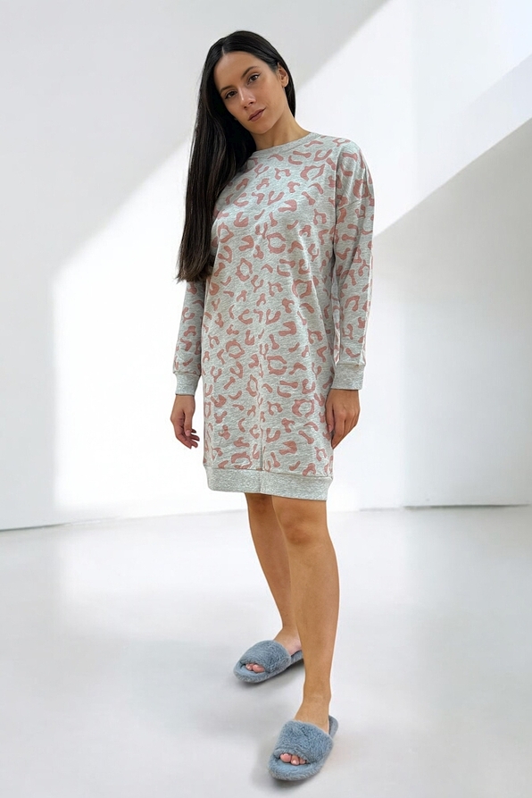 ΓΥΝΑΙΚΕΙΟ MIDI ΝΥΧΤΙΚΟ ΑΠΟ ΒΙΣΚΟΖΗ ΜΕ ΕΣΩΤΕΡΙΚΗ ΦΑΝΕΛΑ & ANIMAL LEOPARD ΤΥΠΩΜΑ