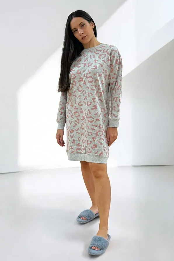 ΓΥΝΑΙΚΕΙΟ MIDI ΝΥΧΤΙΚΟ ΑΠΟ ΒΙΣΚΟΖΗ ΜΕ ΕΣΩΤΕΡΙΚΗ ΦΑΝΕΛΑ & ANIMAL LEOPARD ΤΥΠΩΜΑ