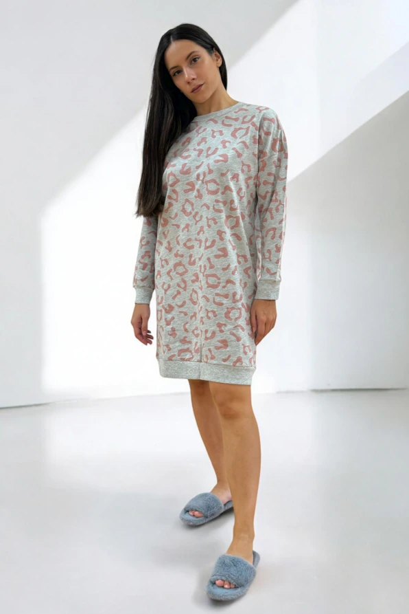 ΓΥΝΑΙΚΕΙΟ MIDI ΝΥΧΤΙΚΟ ΑΠΟ ΒΙΣΚΟΖΗ ΜΕ ΕΣΩΤΕΡΙΚΗ ΦΑΝΕΛΑ & ANIMAL LEOPARD ΤΥΠΩΜΑ