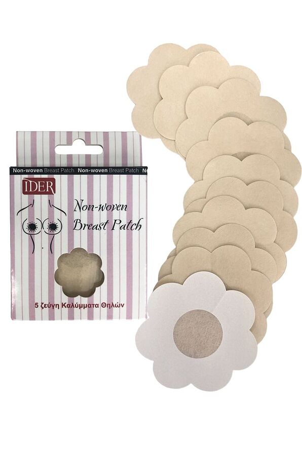 5-PACK SET ADHESSIVE NON-WOVEN NIPPLE COVERS 7.5CM AT SKIN TONE FLOWER PATTERN