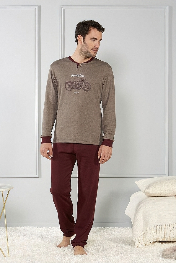 MAN COTTON PYJAMAS MOTORCYCLE PATTERN OPEN LEG