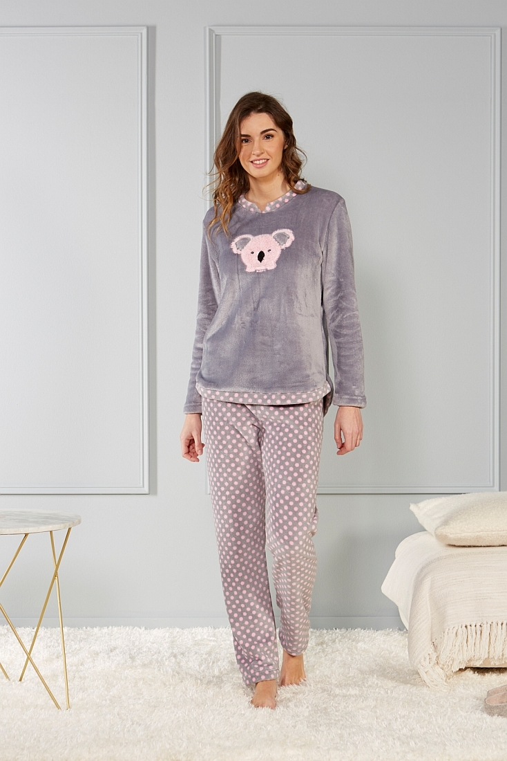 ΓΥΝΑΙΚΕΙΑ ΠΙΤΖΑΜΑ FLEECE ΜΕ ΚΕΝΤΗΜΑ ΚΟΑΛΑ ΚΑΙ ΠΑΝΤΕΛΟΝΙ ΜΕ ΠΟΥΑ ΑΝΟΙΧΤΟ ΜΠΑΤΖΑΚΙ