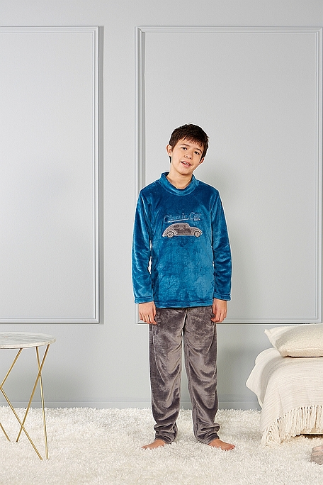 ΑΓΟΡΙΣΤΙΚΗ ΠΙΤΖΑΜΑ FLEECE ΜΕ ΣΧΕΔΙΟ ΣΚΑΡΑΒΑΙΟ ΑΝΟΙΧΤΟ ΜΠΑΤΖΑΚΙ ΚΛΕΙΣΤΟ ΛΑΙΜΟ