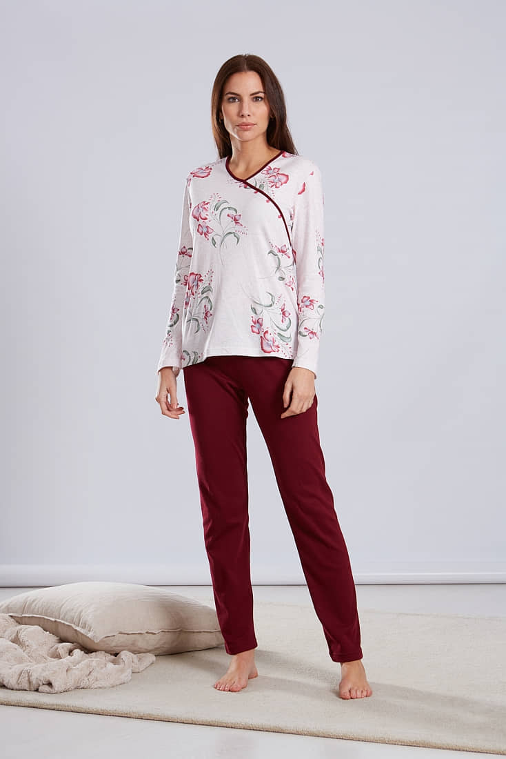 ΓΥΝΑΙΚΕΙΑ ΜΑΚΡΙΑ ΒΑΜΒΑΚΕΡΗ ΠΙΤΖΑΜΑ FLORAL ΤΥΠΩΜΑ ΑΝΟΙΧΤΟ ΜΠΑΤΖΑΚΙ