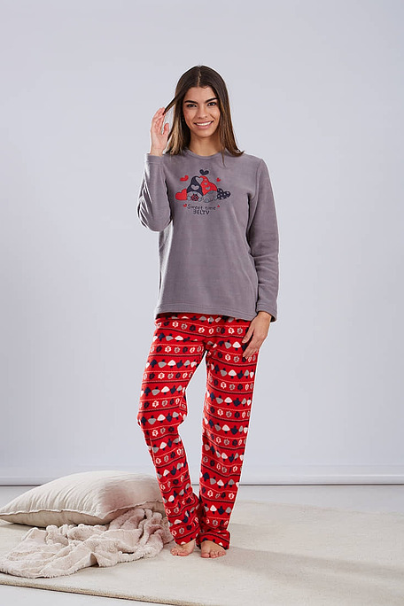 ΓΥΝΑΙΚΕΙΑ ΜΑΚΡΙΑ FLEECE ΠΙΤΖΑΜΑ ΜΕ ΤΥΠΩΜΑ ΜΑΝΙΤΑΡΙΑ ΑΝΟΙΧΤΟ ΜΠΑΤΖΑΚΙ