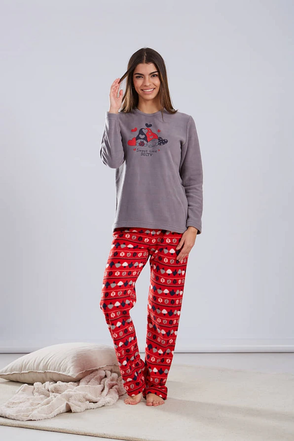 ΓΥΝΑΙΚΕΙΑ ΜΑΚΡΙΑ FLEECE ΠΙΤΖΑΜΑ ΜΕ ΤΥΠΩΜΑ ΜΑΝΙΤΑΡΙΑ ΑΝΟΙΧΤΟ ΜΠΑΤΖΑΚΙ