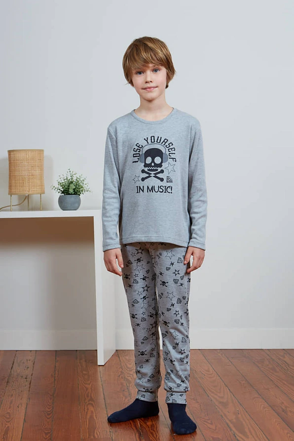 ΑΓΟΡΙΣΤΙΚΗ ΜΑΚΡΙΑ ΒΑΜΒΑΚΕΡΗ ΠΙΤΖΑΜΑ ΜΕ ΤΥΠΩΜΑ ΝΕΚΡΟΚΕΦΑΛΕΣ