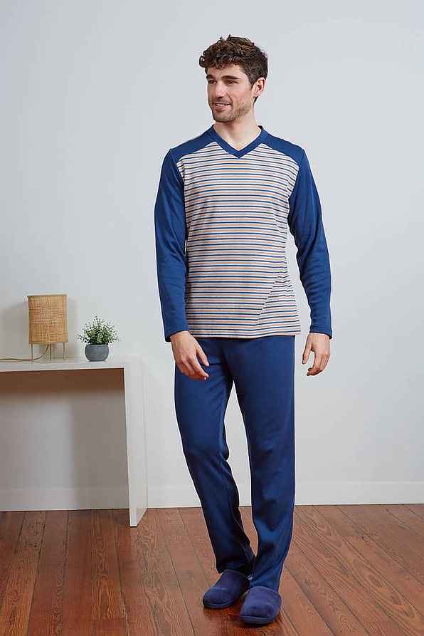 MAN LONG COTTON PYJAMAS STRIPES PRINT
