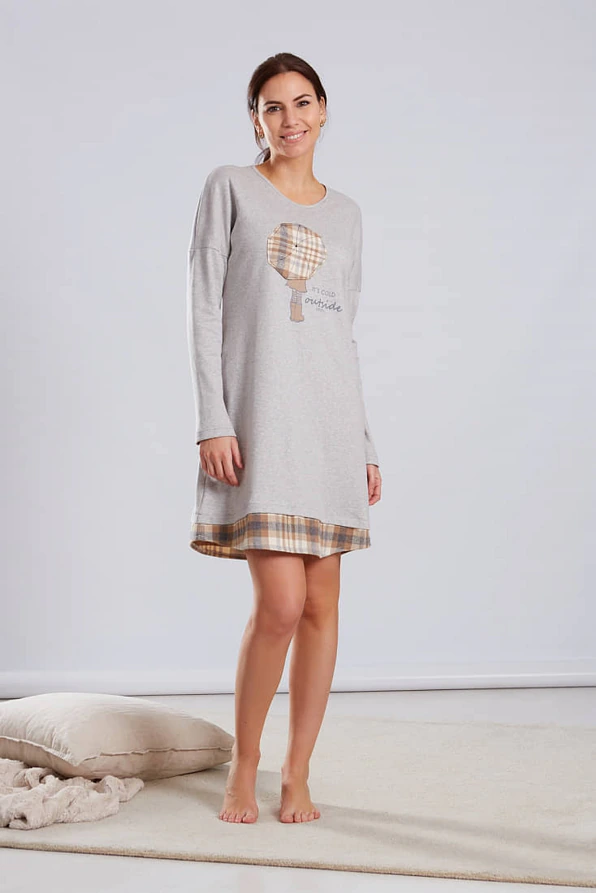 ΓΥΝΑΙΚΕΙΟ ΚΟΝΤΟ ΒΑΜΒΑΚΕΡΟ ΝΥΧΤΙΚΟ ΜΕ ΤΥΠΩΜΑ SARAH KEY