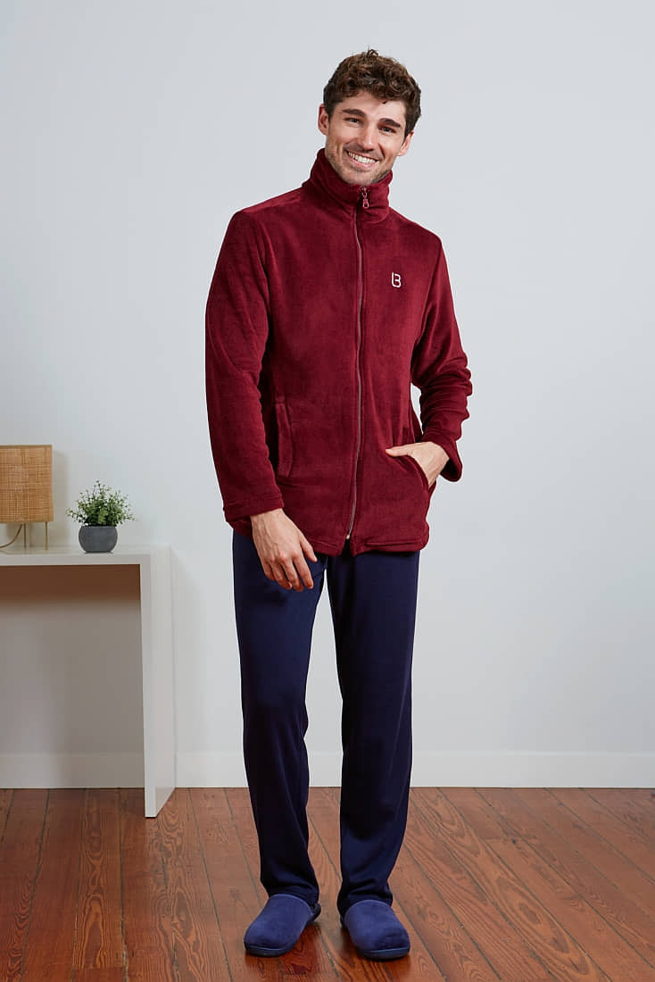 ΑΝΔΡΙΚΗ FLEECE ΖΑΚΕΤΑ ΜΟΝΟΧΡΩΜΗ ΜΕ ΦΕΡΜΟΥΑΡ ΚΑΙ ΤΣΕΠΕΣ