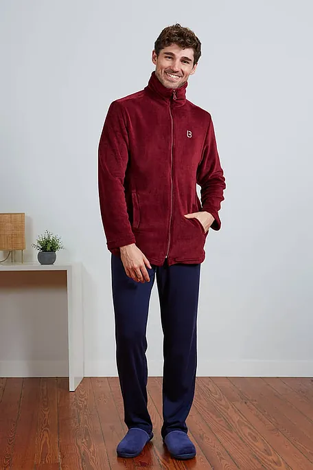 ΑΝΔΡΙΚΗ FLEECE ΖΑΚΕΤΑ ΜΟΝΟΧΡΩΜΗ ΜΕ ΦΕΡΜΟΥΑΡ ΚΑΙ ΤΣΕΠΕΣ