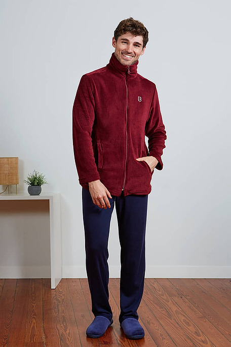 ΑΝΔΡΙΚΗ FLEECE ΖΑΚΕΤΑ ΜΟΝΟΧΡΩΜΗ ΜΕ ΦΕΡΜΟΥΑΡ ΚΑΙ ΤΣΕΠΕΣ