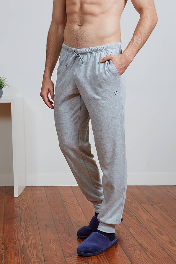 MAN SOFT COTTON PANTS PLAIN WITH POCKETS AND CUFFED LEGS