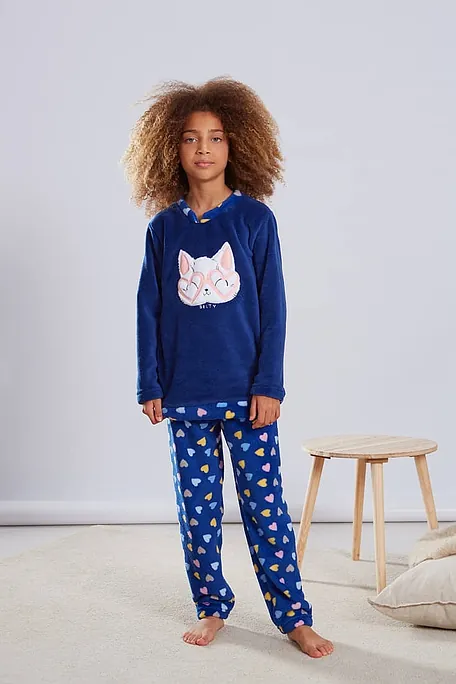 ΚΟΡΙΤΣΙΣΤΙΚΗ ΜΑΚΡΙΑ FLEECE ΠΙΤΖΑΜΑ ΜΕ ΤΥΠΩΜΑ ΚΑΡΔΙΕΣ