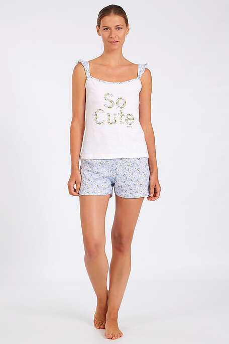 ΓΥΝΑΙΚΕΙΑ ΠΙΤΖΑΜΑ ΒΑΜΒΑΚΕΡΗ ΚΟΝΤΗ ΜΕ ΤΥΠΩΜΑ SO CUTE FLORAL ΣΟΡΤΣ ΚΑΙ ΤΙΡΑΝΤΑΚΙ