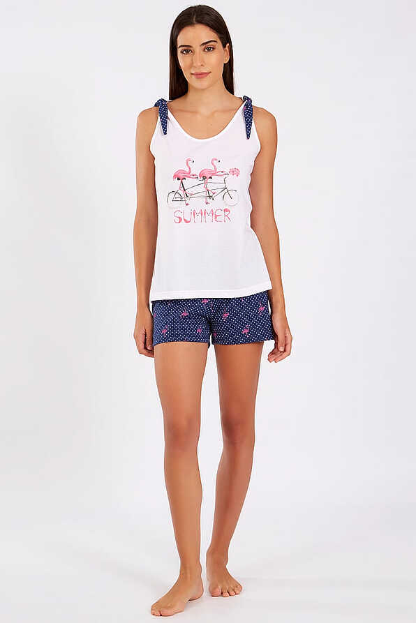 ΓΥΝΑΙΚΕΙΑ ΠΙΤΖΑΜΑ ΒΑΜΒΑΚΕΡΗ ΚΟΝΤΗ ΜΕ ΣΧΕΔΙΟ FLAMINGOS ΠΟΥΑ ΣΟΡΤΣ ΚΑΙ ΤΙΡΑΝΤΑΚΙ