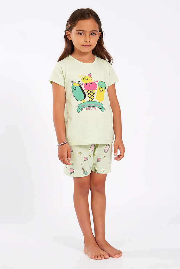 GIRL SHORT COTTON PYJAMAS SHORT SLEEVES AND ICE-CREAM PATTERN