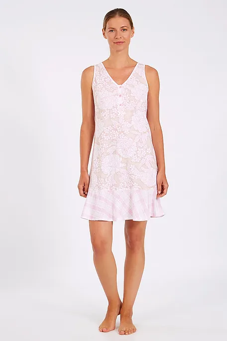 ΓΥΝΑΙΚΕΙΟ KONTO ΝΥΧΤΙΚΟ ΒΑΜΒΑΚΕΡΟ ΜΕ V-ΠΑΤΙΛΕΤΑ ΑΜΑΝΙΚΟ ΚΑΙ ΣΧΕΔΙΟ FLORAL