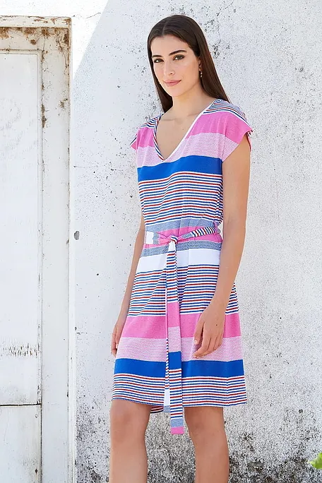 ΓΥΝΑΙΚΕΙΟ ΚΟΝΤΟ VISCOSE ΦΟΡΕΜΑ ΜΕ V ΛΑΙΜΟ ΖΩΝΗ ΜΕΣΗΣ ΚΑΙ ΡΙΓΕ ΣΧΕΔΙΟ