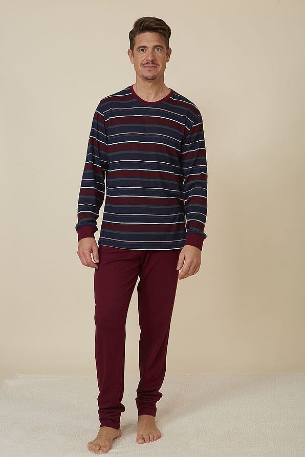 MAN LONG PYJAMAS WITH LIGHT FLEECE AND PATTERNED WITH STRIPES