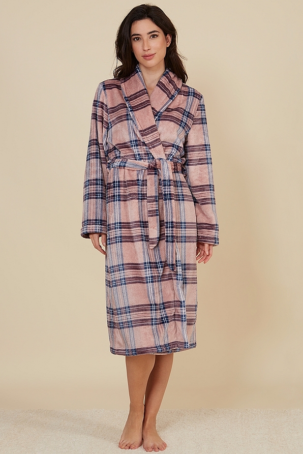 ΓΥΝΑΙΚΕΙΑ ΜΑΚΡΙΑ FLEECE ΣΤΑΥΡΩΤΗ ΡΟΜΠΑ ΜΕ ΔΕΣΙΜΟ ΣΤΗ ΜΕΣΗ