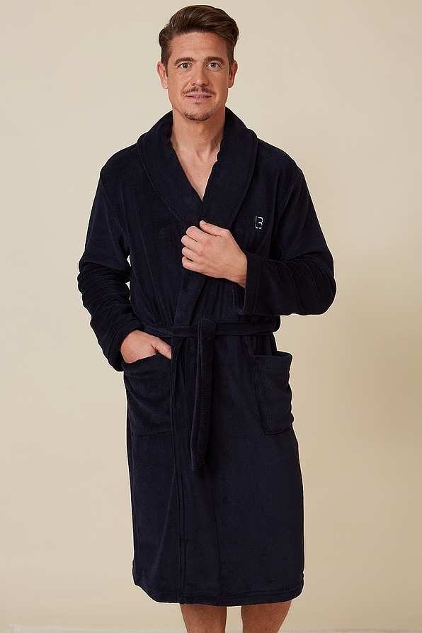 ΑΝΔΡΙΚΗ ΜΑΚΡΙΑ FLEECE ΣΤΑΥΡΩΤΗ ΡΟΜΠΑ ΜΟΝΟΧΡΩΜΗ ΜΕ ΔΕΣΙΜΟ ΣΤΗ ΜΕΣΗ ΚΑΙ ΠΛΑΙΝΕΣ ΤΣΕΠΕΣ