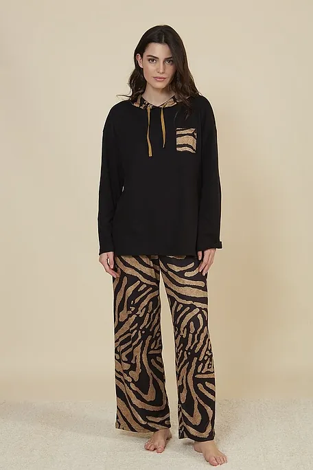 ΓΥΝΑΙΚΕΙΑ ΜΑΚΡΙΑ ΦΟΡΜΑ ANIMAL PRINT ΜΕ ΚΟΥΚΟΥΛΑ ΤΣΕΠΗ ΚΑΙ ΑΝΟΙΧΤΟ ΜΠΑΤΖΑΚΙ