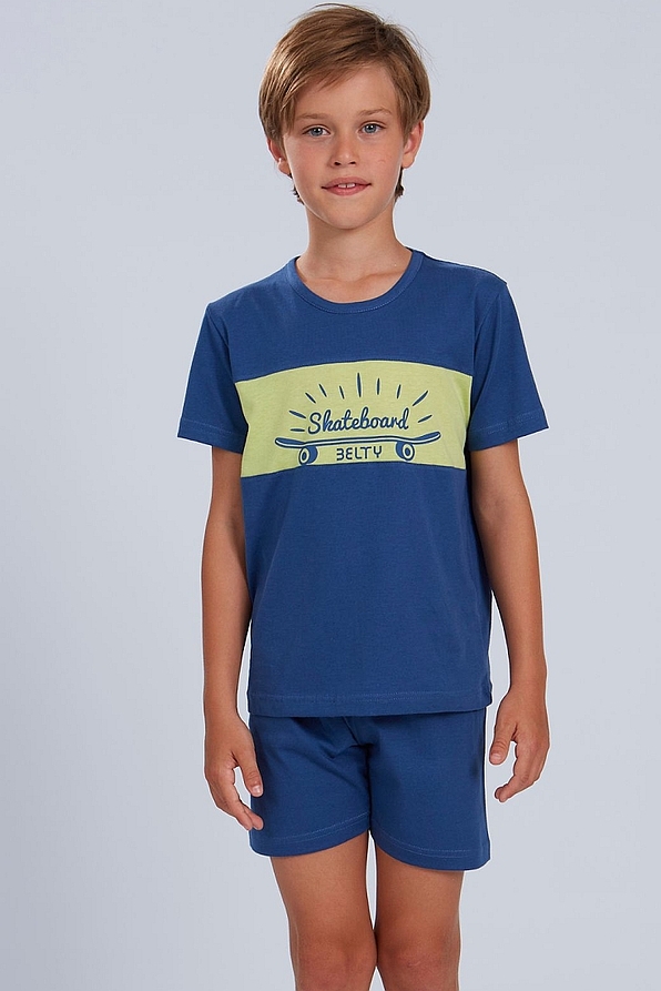 BOY TEENS SHORT COTTON PYJAMAS WITH SKATEBOARD PRINT