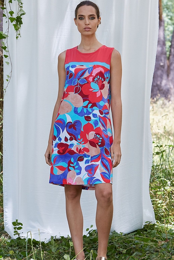 ΓΥΝΑΙΚΕΙΟ ΚΟΝΤΟ ΦΟΡΕΜΑ FLORAL ΑΠΌ ΒΙΣΚΟΖΗ ΑΜΑΝΙΚΟ