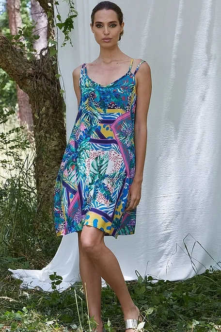 ΓΥΝΑΙΚΕΙΟ ΚΟΝΤΟ ΦΟΡΕΜΑ TROPICAL ΑΠΌ ΒΙΣΚΟΖΗ ΜΕ ΔΙΠΛΟ ΤΙΡΑΝΤΑΚΙ