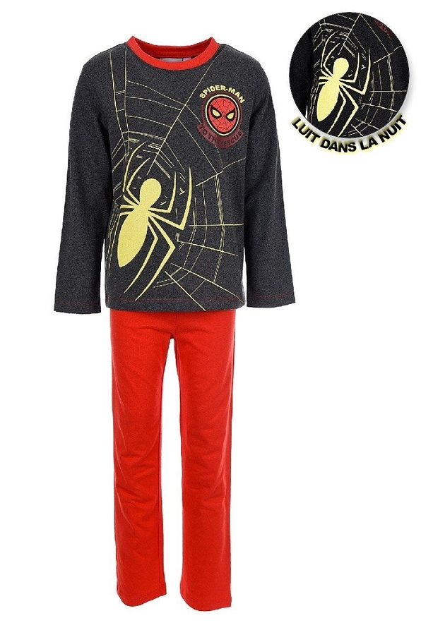 SPIDERMAN BOY COTTON PYJAMAS GLOW IN THE DARK WITH OPEN LEGS