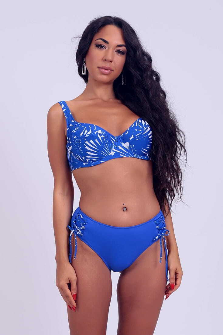 ΓΥΝΑΙΚΕΙΟ ΜΑΓΙΟ BIKINI ΣΕΤ CUP F TOP ΜΕ TROPICAL ΤΥΠΩΜΑ ΧΩΡΙΣ ΕΝΙΣΧΥΣΗ ΜΕ ΜΠΑΝΕΛΑ ΚΑΙ ΜΟΝΟΧΡΩΜΟ ΦΑΡΔΥ ΜΕ ΚΟΡΔΟΝΙΑ ΣΤΟ ΠΛΑΙ ΣΛΙΠ