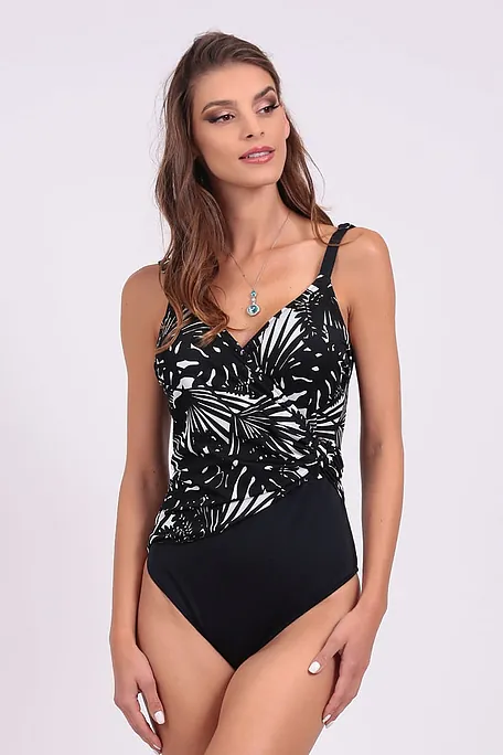 ΓΥΝΑΙΚΕΙΟ ΜΑΓΙΟ ΟΛΟΣΩΜΟ ΑΣΠΡΟΜΑΥΡΟ ΣΤΑΥΡΩΤΟ ΜΕ TROPICAL ΤΥΠΩΜΑ ΜΠΡΟΣΤΑ ΜΑΥΡΟ ΠΙΣΩ ΜΕ ΕΝΙΣΧΥΣΗ ΜΠΑΝΕΛΑ ΓΙΑ CUP D-E