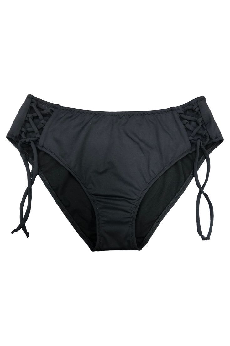 ΓΥΝΑΙΚΕΙΟ ΜΑΓΙΟ BIKINI SLIP ΜΟΝΟΧΡΩΜΟ ΜΕ ΔΙΑΚΟΣΜΗΤΙΚΑ ΚΟΡΔΟΝΙΑ ΣΤΟ ΠΛΑΪ ΠΛΗΡΟΥΣ ΠΙΣΩ ΚΑΛΥΨΗΣ