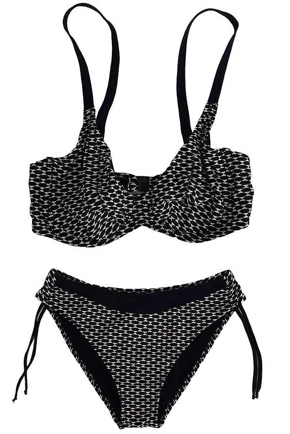 WOMAN BIKINI SET OTTICO PATTERN MULTI-WAY STRAPS DETACHABLE IN X OR LINE FORM WIRED NO PADDED IN CUP E