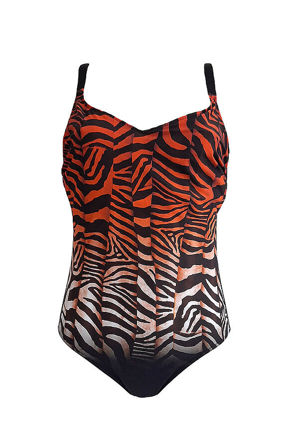 WOMAN ONEPIECE SWIMSUIT ZEBRA PATTERN IN FRONT STABLE ADJUSTABLE STRAPS INVISIBLE WIRED CUP D