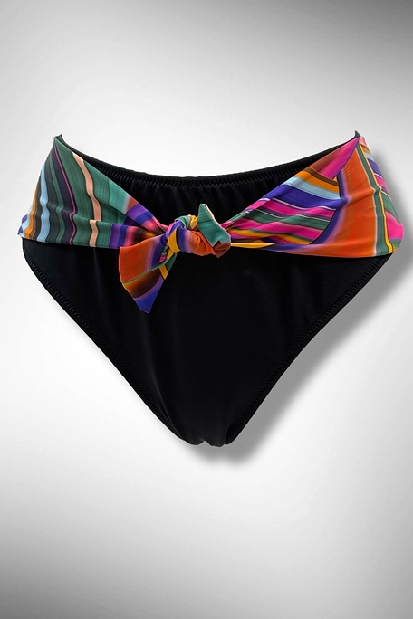 WOMAN BIKINI BOTTOM HI-WAIST NORMAL BACK COVERAGO WITH RAINBOW PRINT-RAINBOW