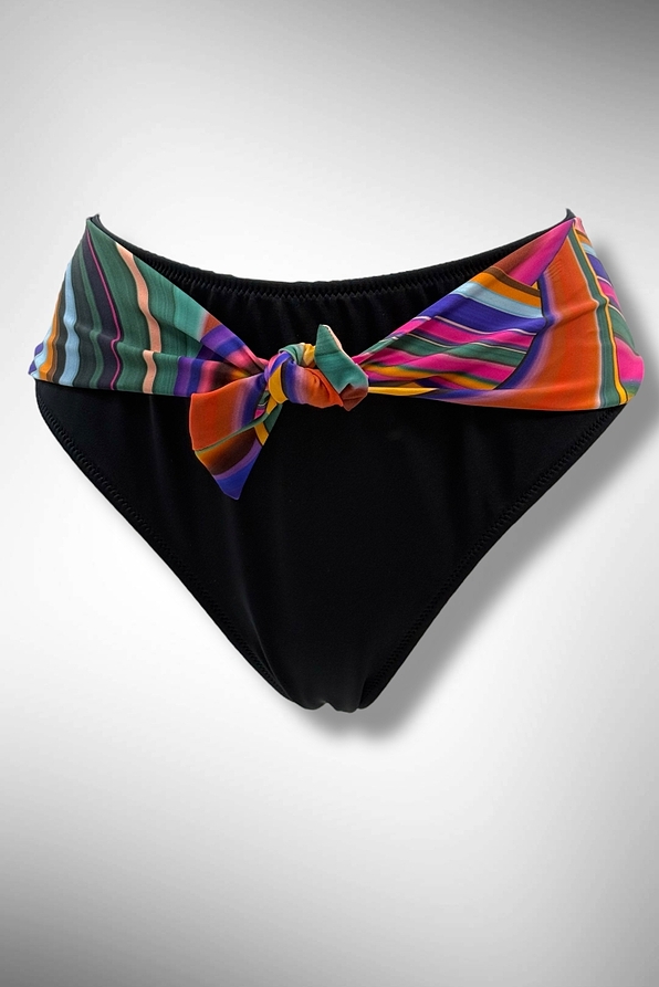 WOMAN BIKINI BOTTOM HI-WAIST NORMAL BACK COVERAGO WITH RAINBOW PRINT-RAINBOW