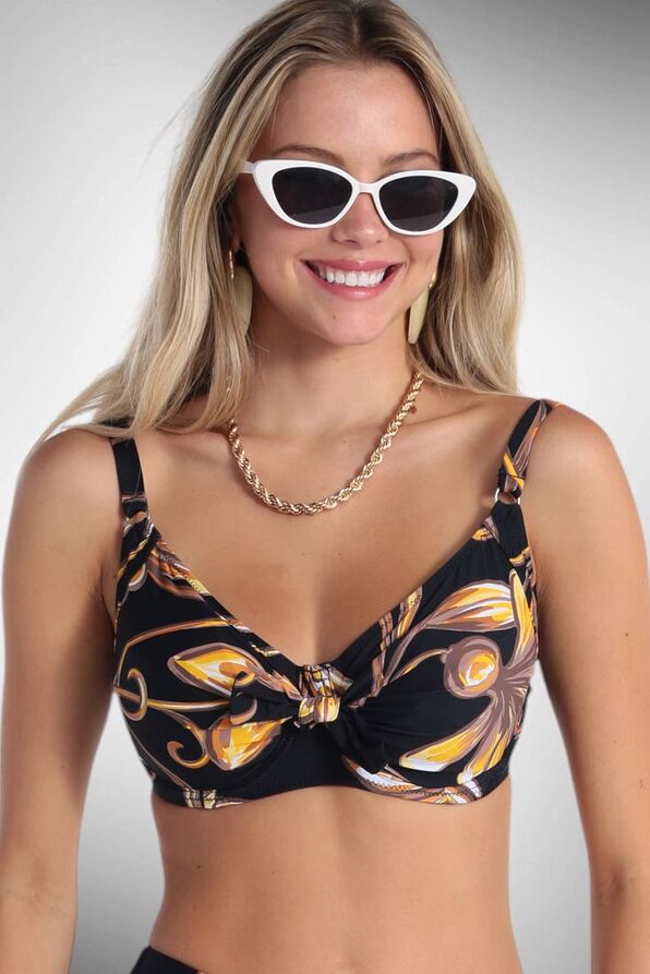 WOMAN BIKINI TOP CUP G UNPADDED WIRED WITH SIDE SUPPORT & FLORAL PRINT-FLORAL