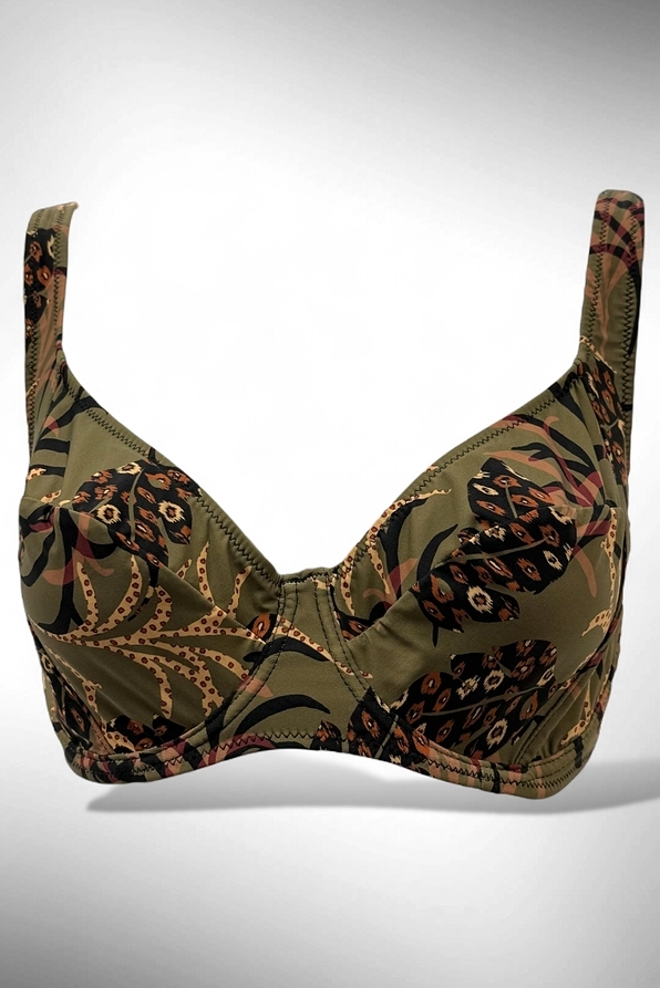WOMAN BIKINI TOP CUP F UNPADDED WIRED WITH TROPICAL PRINT