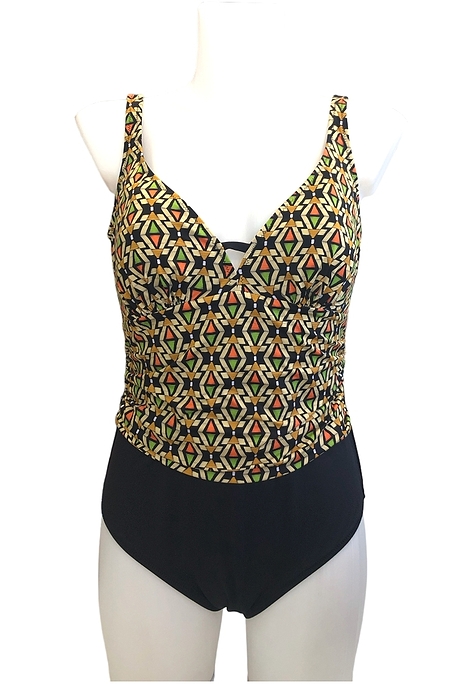 WOMAN ONEPIECE SWIMSUIT CUP D-E WITH DIAMONDS PATTERN PADDED UNWIRED WITH ADJUSTABLE STRAPS AND WITH OVER WAIST BACK OPENING