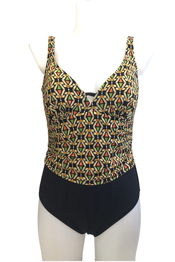 WOMAN ONEPIECE SWIMSUIT CUP D-E WITH DIAMONDS PATTERN PADDED UNWIRED WITH ADJUSTABLE STRAPS AND WITH OVER WAIST BACK OPENING